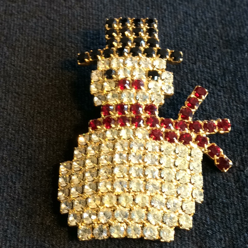 Vintage New Christmas Snowman Brooch